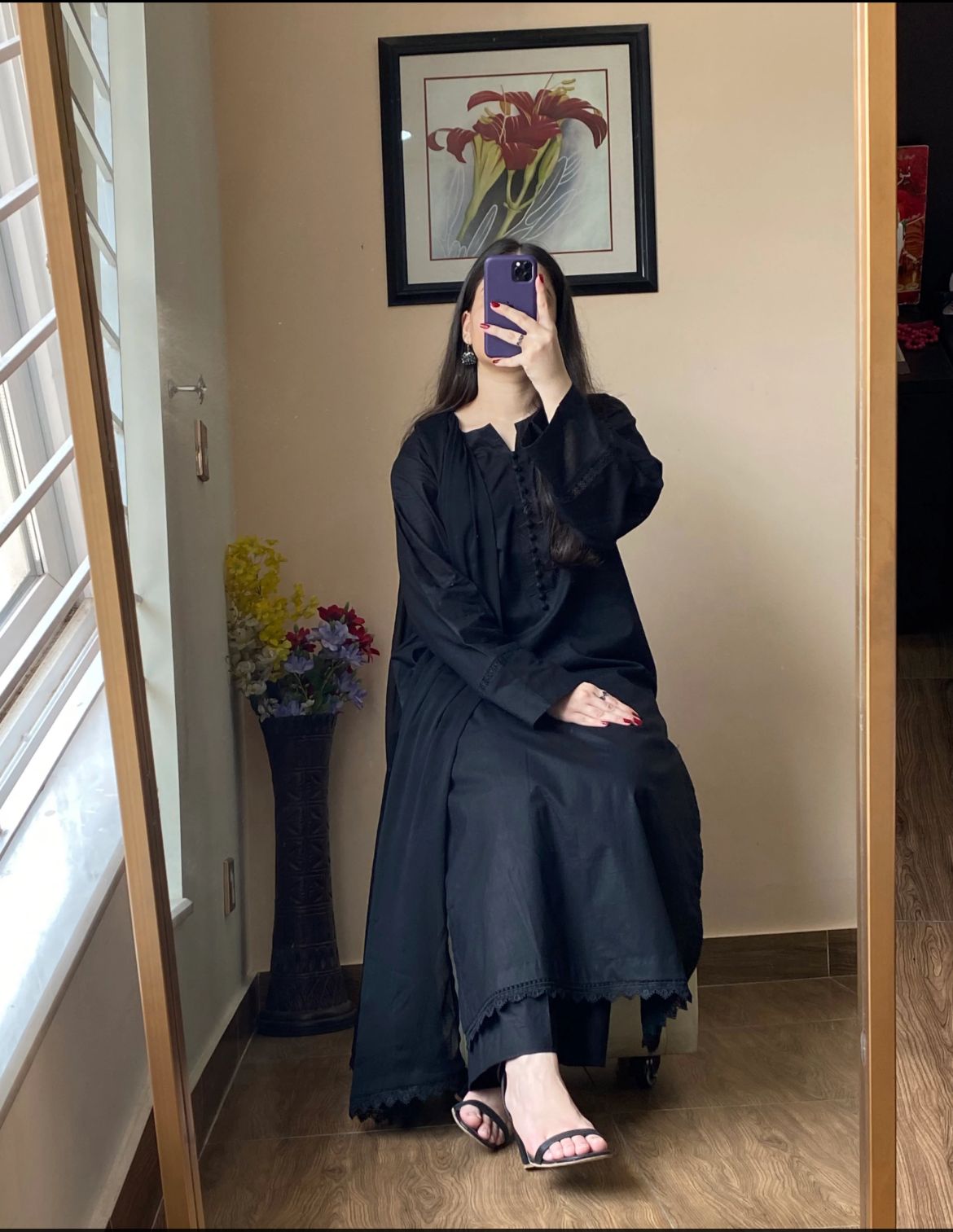 Black summer Lawn dress 3pc