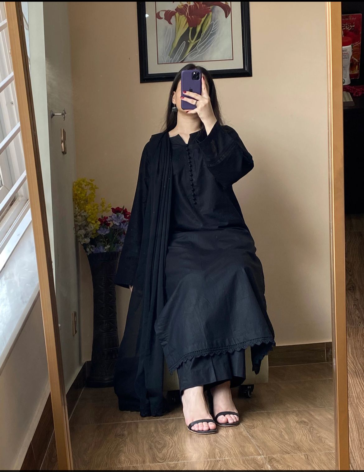 Black summer Lawn dress 3pc