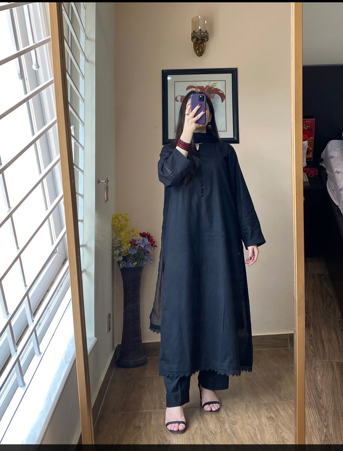 Black summer Lawn dress 3pc
